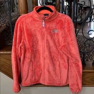 Beautiful coral North Face fuzzy jacket. Size M